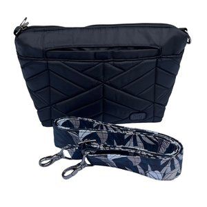 Lug Flare Black Floral‎ Crossbody Bag Removable Strap Cargo Pockets Card Slots